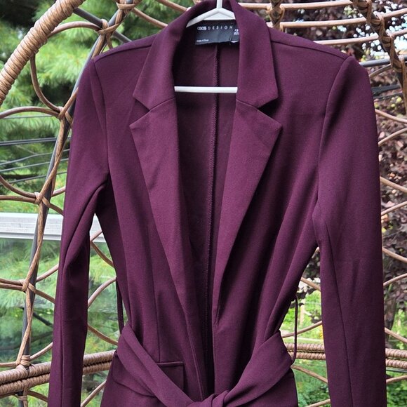 Beautiful Eggplant ASOS Design Open Blazer with Belt - Picture 4 of 14